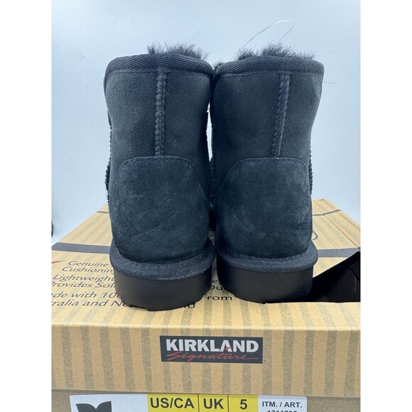 Kirkland Women's Shearling Scalloped Edge Suede Boot Booties Black NEW Size 7 - Picture 4 of 16